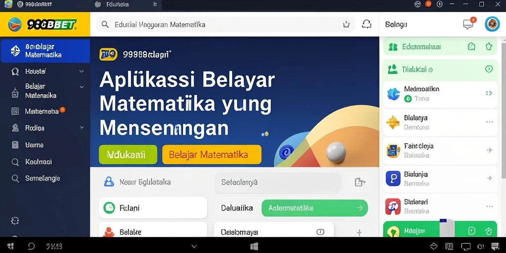 Antarmuka 988BET yang interaktif untuk belajar matematika.