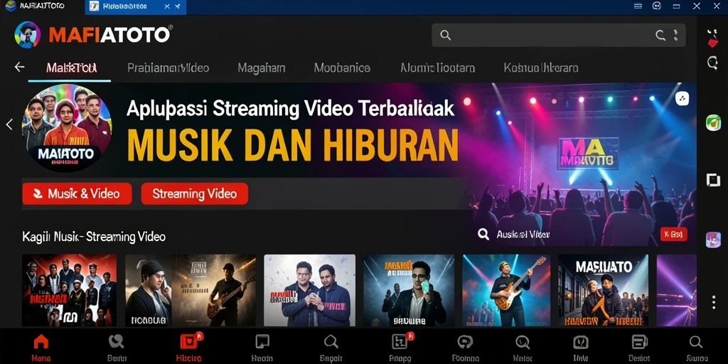 Antarmuka modern MAFIATOTO untuk streaming musik dan video