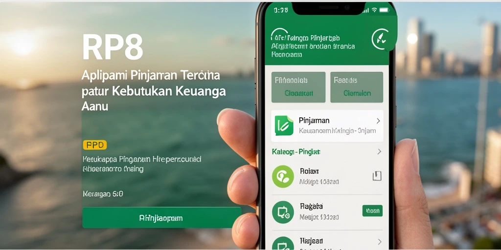 Antarmuka aplikasi RP8 yang user-friendly dan fungsi pinjaman yang mudah diakses.